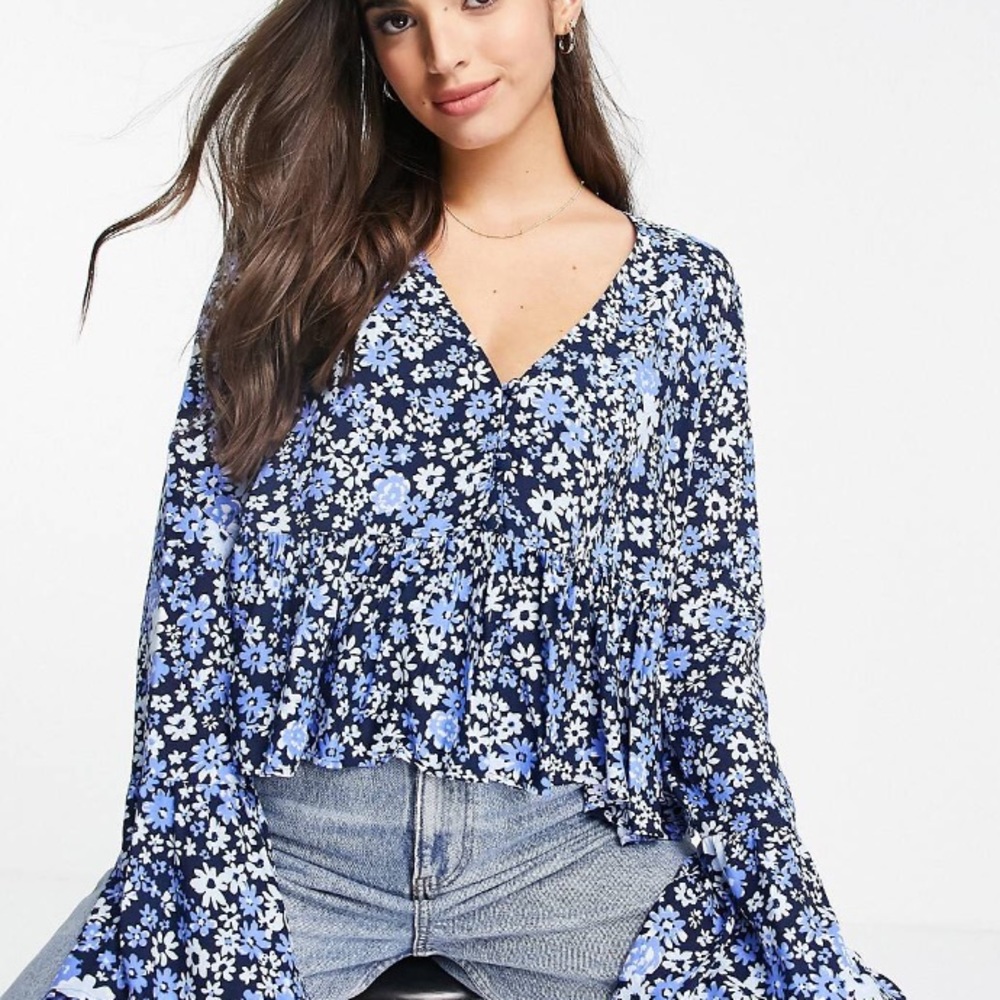 ASOS Design Button Front Smock Top